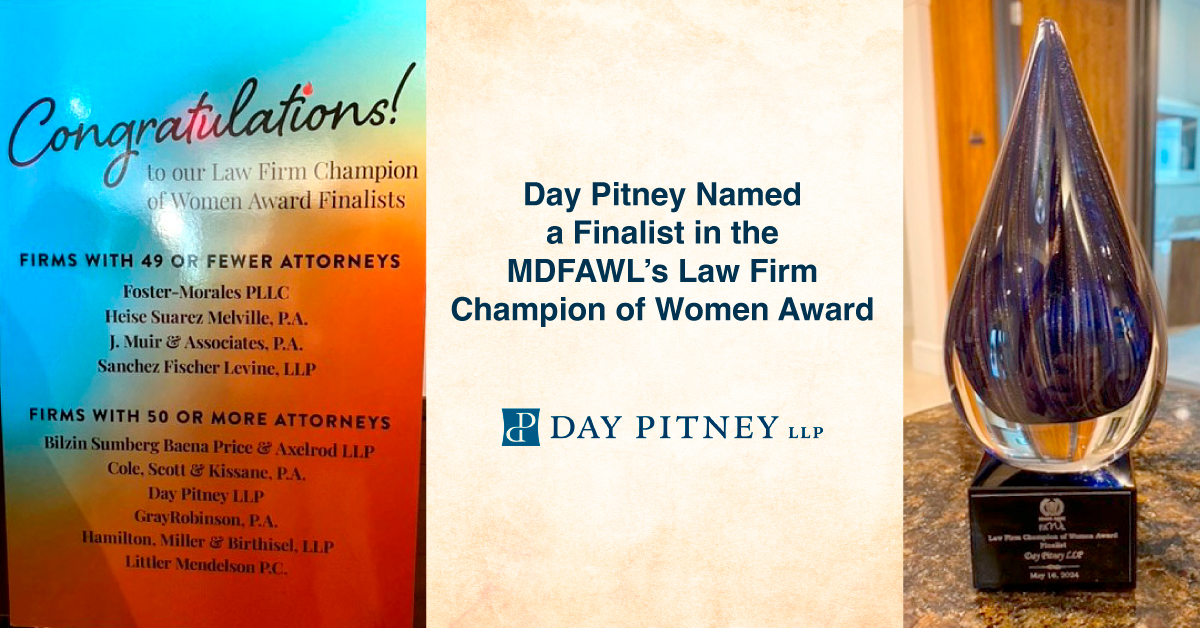 Day Pitney Named a Finalist in the MDFAWL's Law Firm Champion of Women