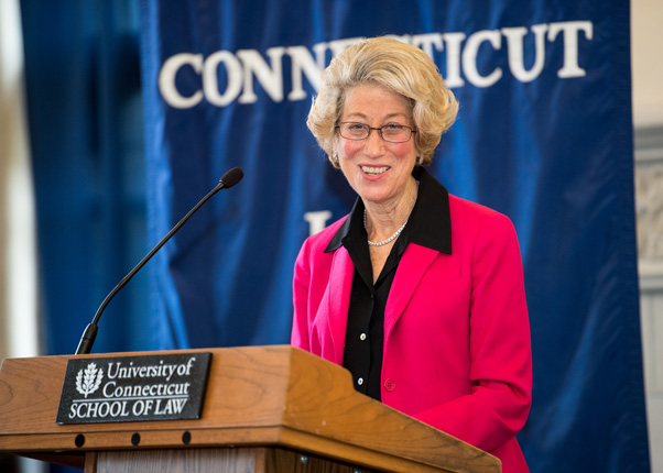 United States District Court Judge Shira A. Scheindlin, the 2017 Day Pitney Visiting Scholar, delivered a talk at UConn School of Law; Credit: Spencer Sloan / UConn School of Law